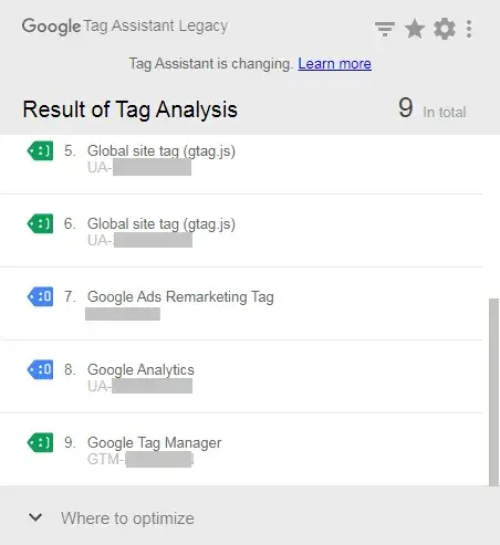 resultado tag analysis google analytics 4